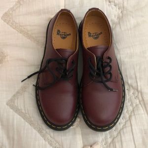 red doc marten oxfords